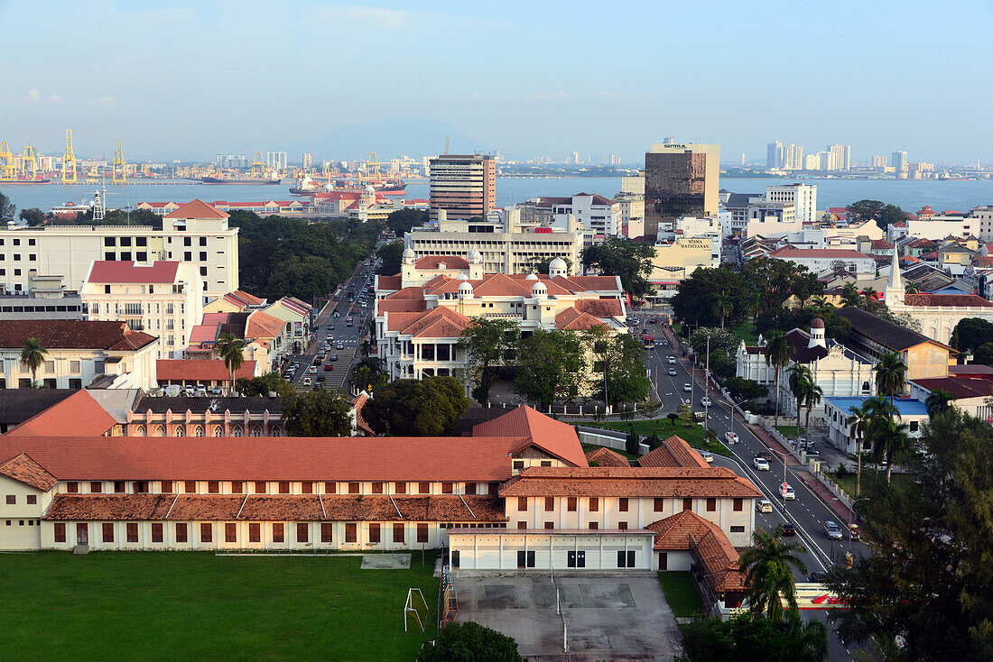 view on Georgetown from Bayview hotel, Island of Penang, Malaysia, Asia