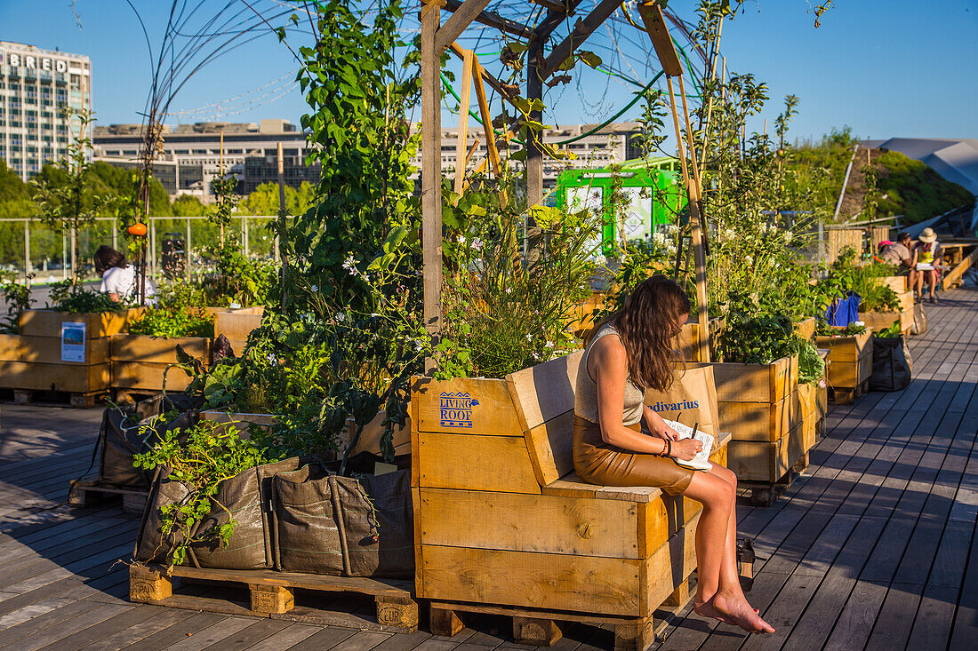 living roof, urban farming takes up residence for the first time on the roof terrace of the cite de la mode et du design. conceived by the vergers urbains and the babylone collective, this creation is meant to be a laboratory of nature in the city. the ab