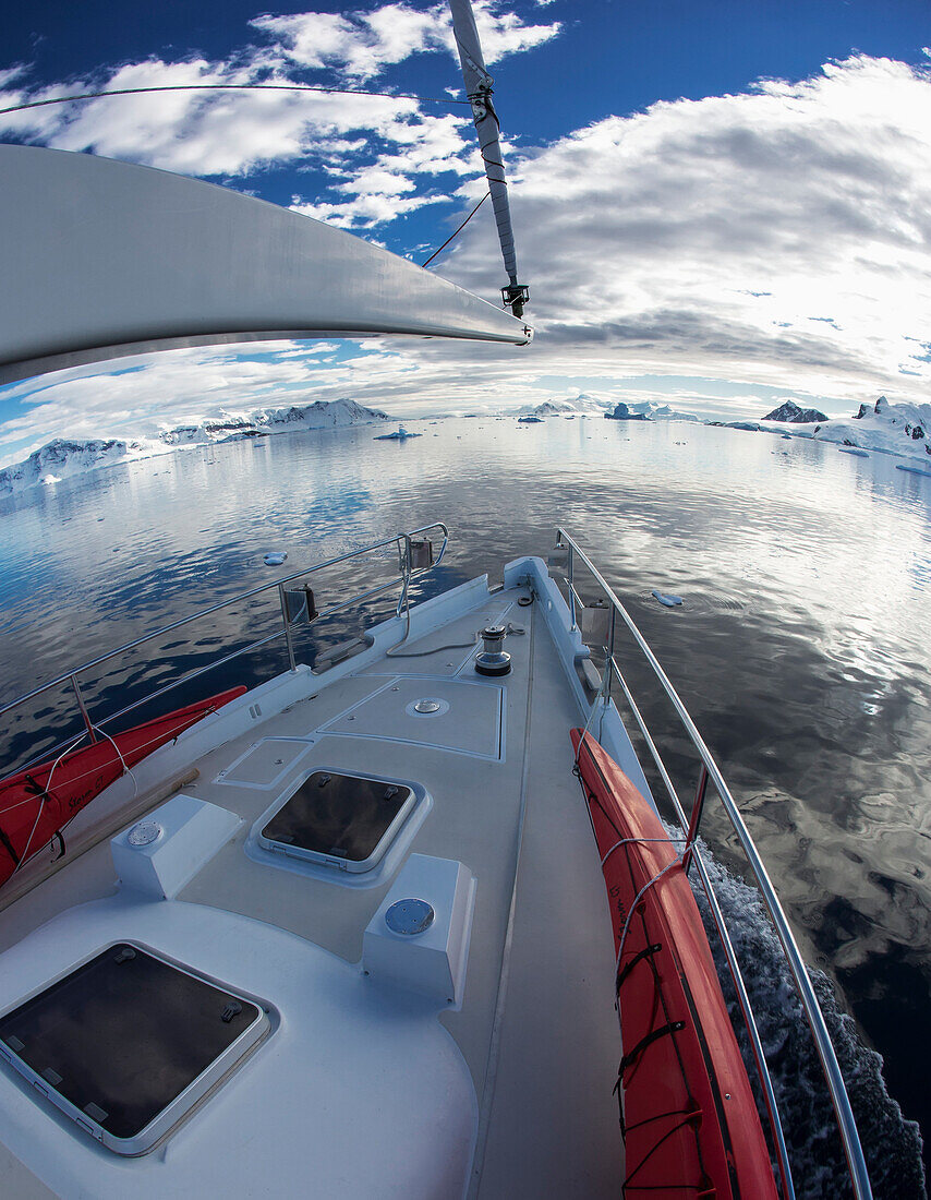 Sailboat in Gerlache Strait, Antarctic Peninsula, Antarctica