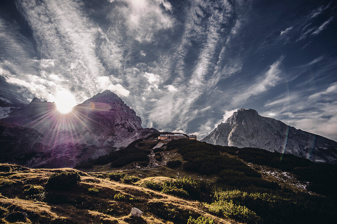 View in  the direction of the Coburger Hut, Mieminger Range, Area of the Zugspitze, Alps, Tyrol, Austria