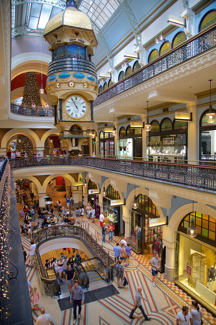 Queen Victoria Building Interior at Christmas, Sydney, New South Wales, Australia, Oceania