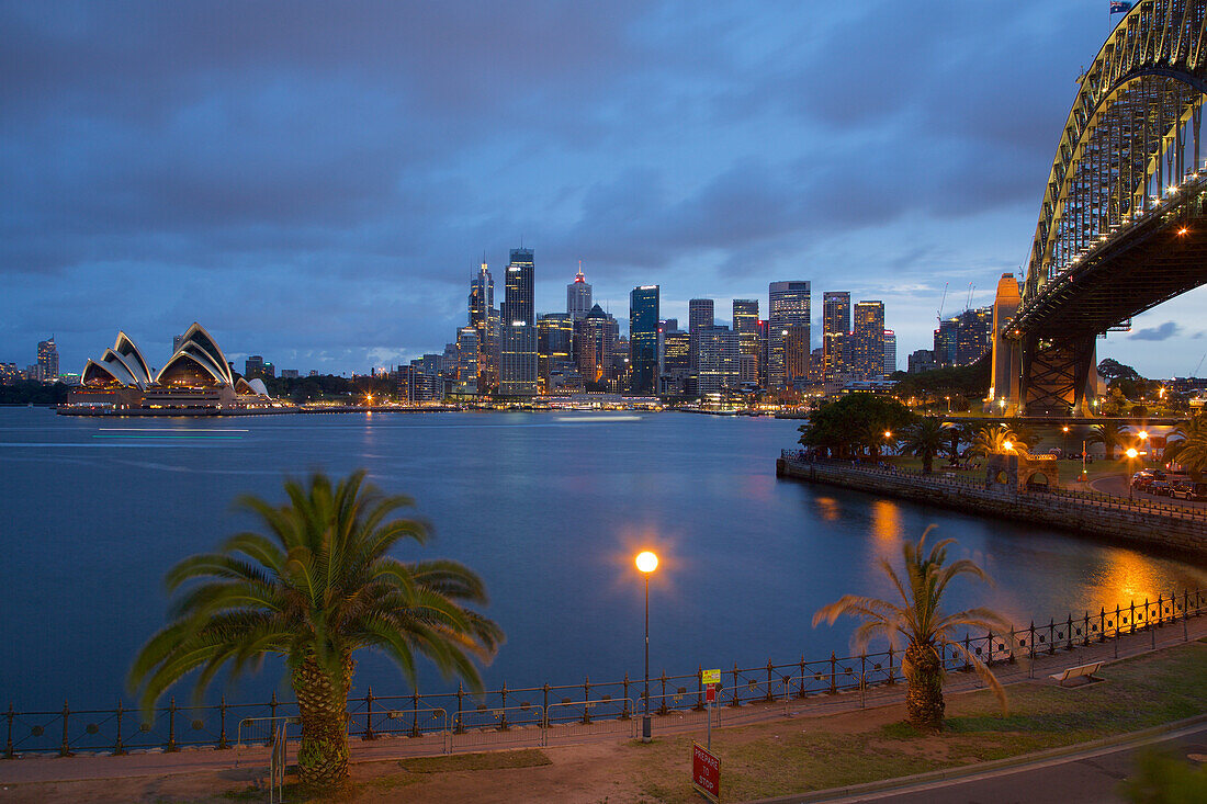 Opera House and Harbour Bridge from North Sydney, Sydney, New South Wales, Australia, Oceania