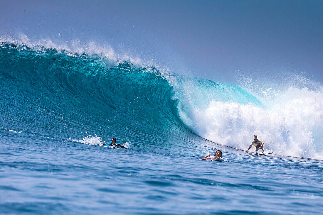Surfing a wave.Nusa Lembongan island.Indonesia.