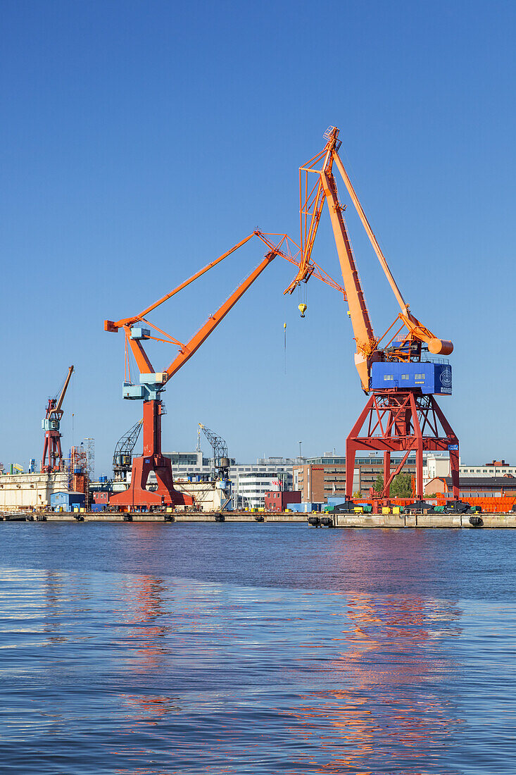 Kräne im Hafen Lindholmen in Göteborg, Bohuslän, Västra Götalands län, Südschweden, Schweden, Skandinavien, Nordeuropa, Europa