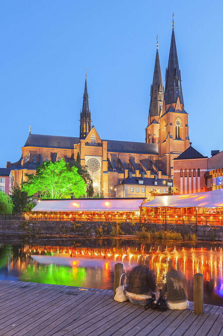 The gotic cathedral Sankt Erik in Uppsala by the river Fyrisan, Uppland, South Sweden, Sweden, Scandinavia, Northern Europe, Europe