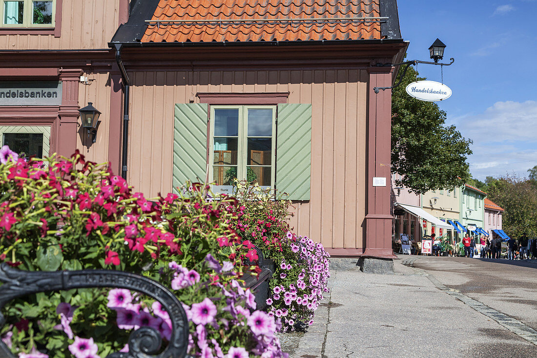 Fußgängerzone in Sigtuna, Uppland, Stockholms län, Südschweden, Schweden, Skandinavien, Nordeuropa, Europa