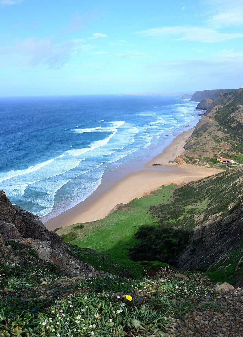 View over Barriga beach near Sagres, Algarve, Portugal