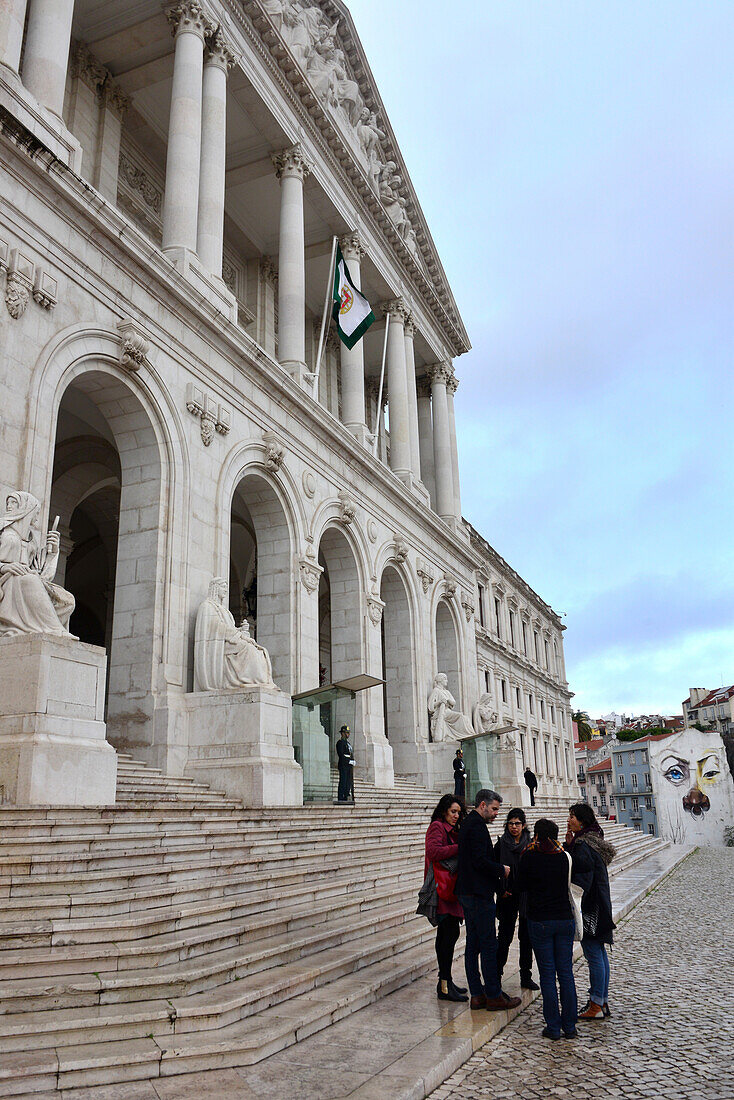 View towards the parlament building, Palacio de Sao Bento, Lisbon, Portugal