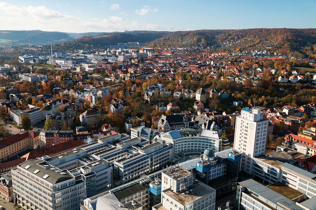 Blick vom Jentower auf die Friedrich-Schiller Universität, Jena, Thüringen, Deutschland, Europa