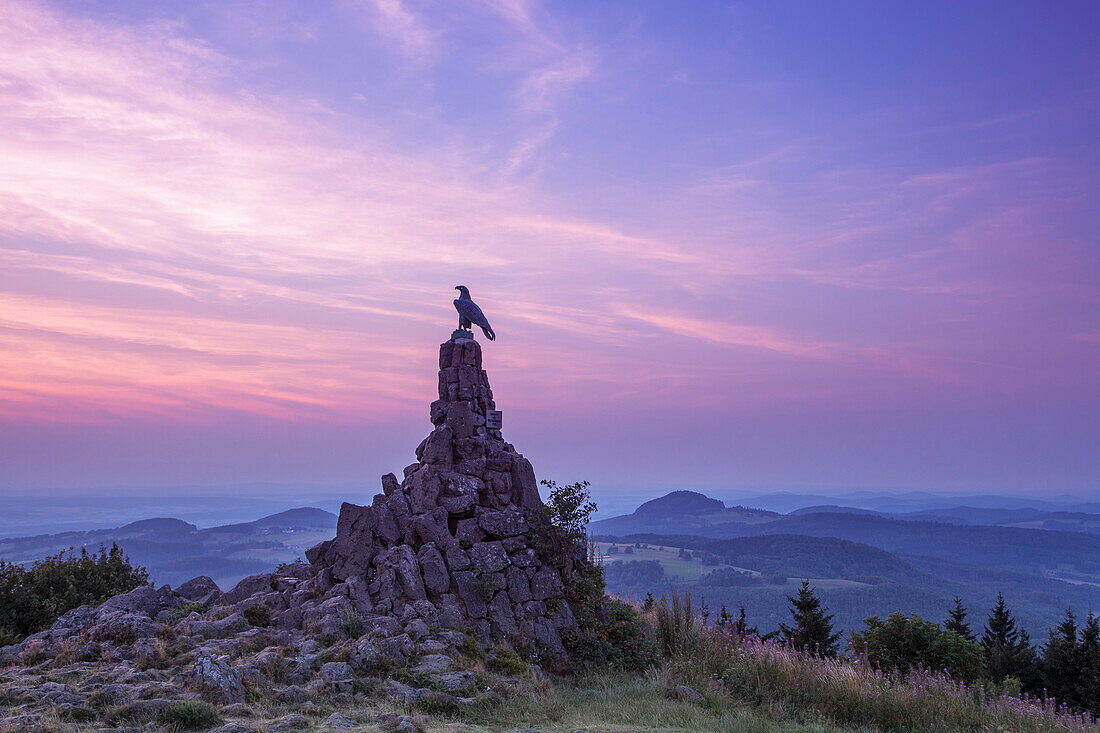 Aviator Monument on Wasserkuppe mountain at dusk