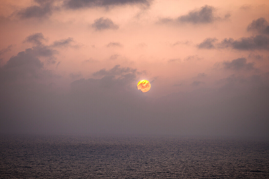 Sunset over the Red Sea west of Jeddah, Saudi Arabia