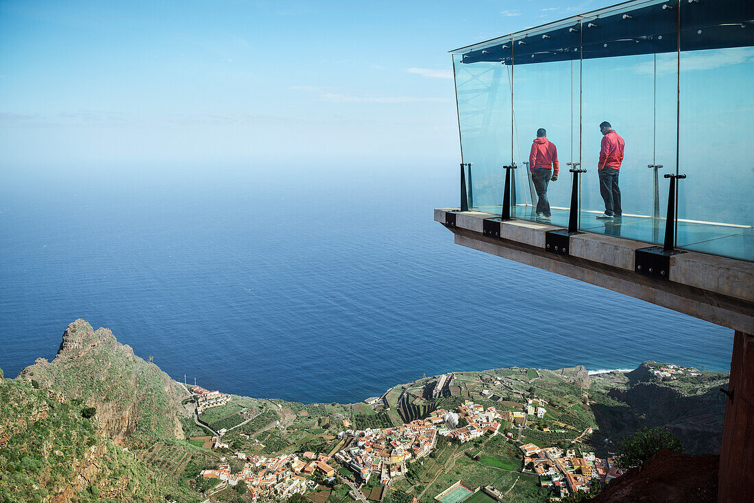 glass bottomed viewing platform Mirador de Abrante around Agulo, La Gomera, Canary Islands, Spain