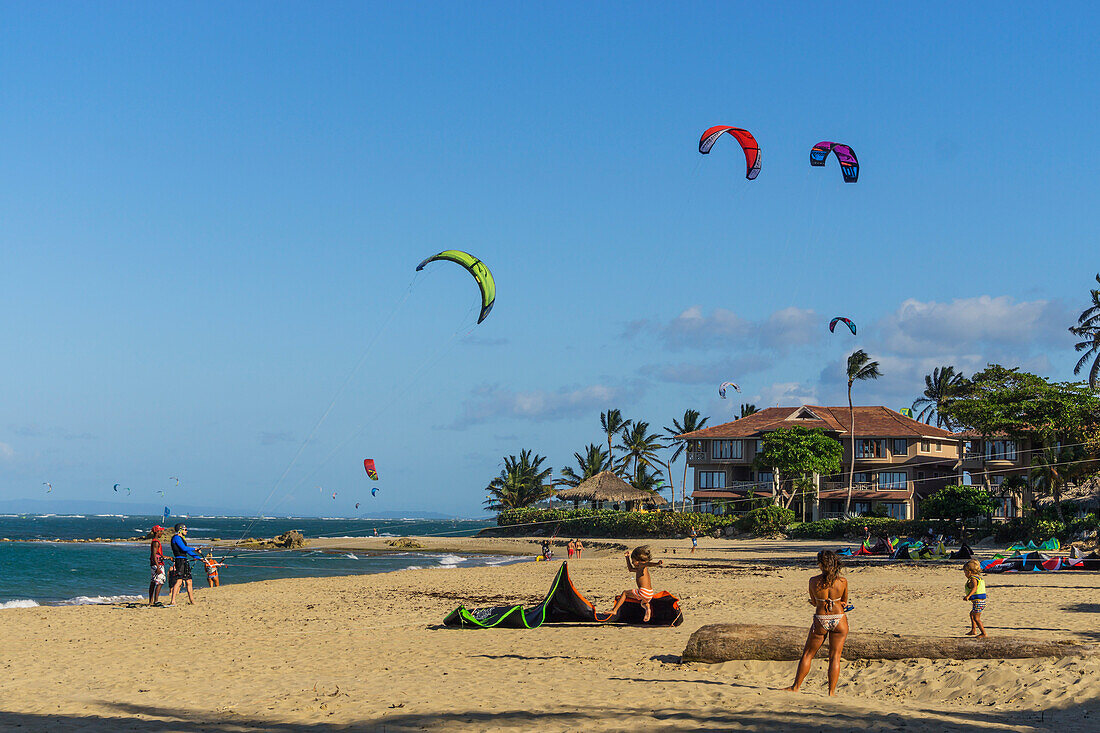 Kiteboarder, Cabarete, Windsurfer, Dominikanische Republik, Antillen, Karibik