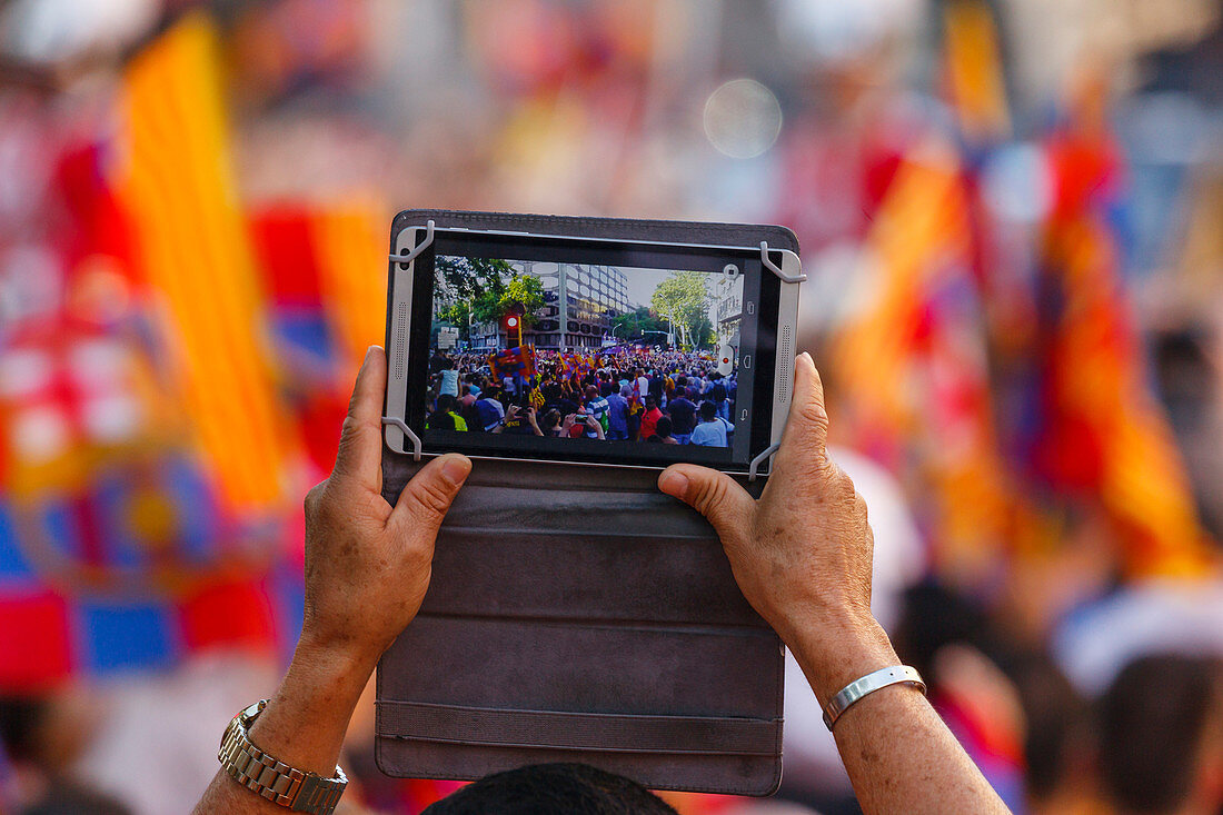 Siegesfeier der Fans des FC Barcelona, Barcelona, Katalonien, Spanien, Europa