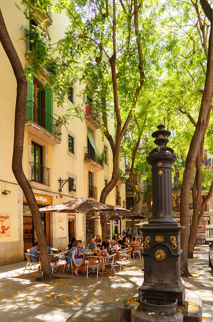 cafe, pavement cafe, Placa del Bonsucces, Carrer del Bonsucces, Raval, Barcelona, Catalunya, Catalonia, Spain, Europe