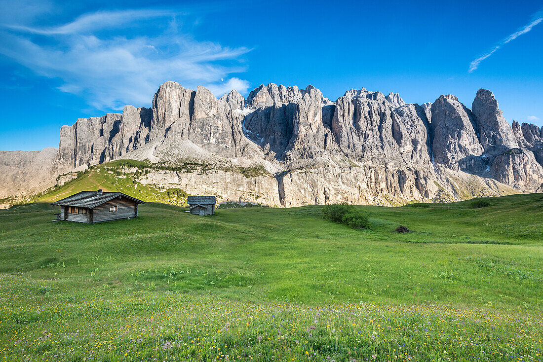 Passo Gardena, Dolomites South Tyrol, Italy. The peaks of the Sella