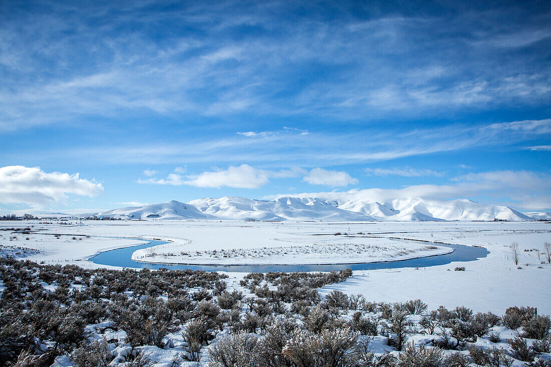 River in snowy remote landscape