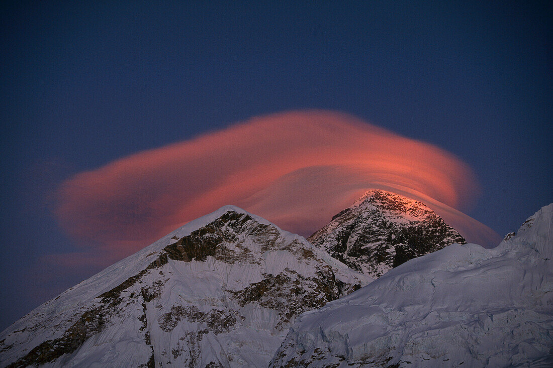 Wind cloud over Mount Everest seen from Sagarmatha National Park, Nepal