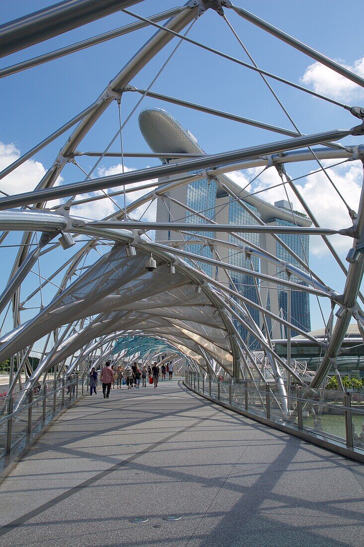 Marina Bay, Helix Bridge and Marina Bay Sands Hotel, Singapore, Southeast Asia