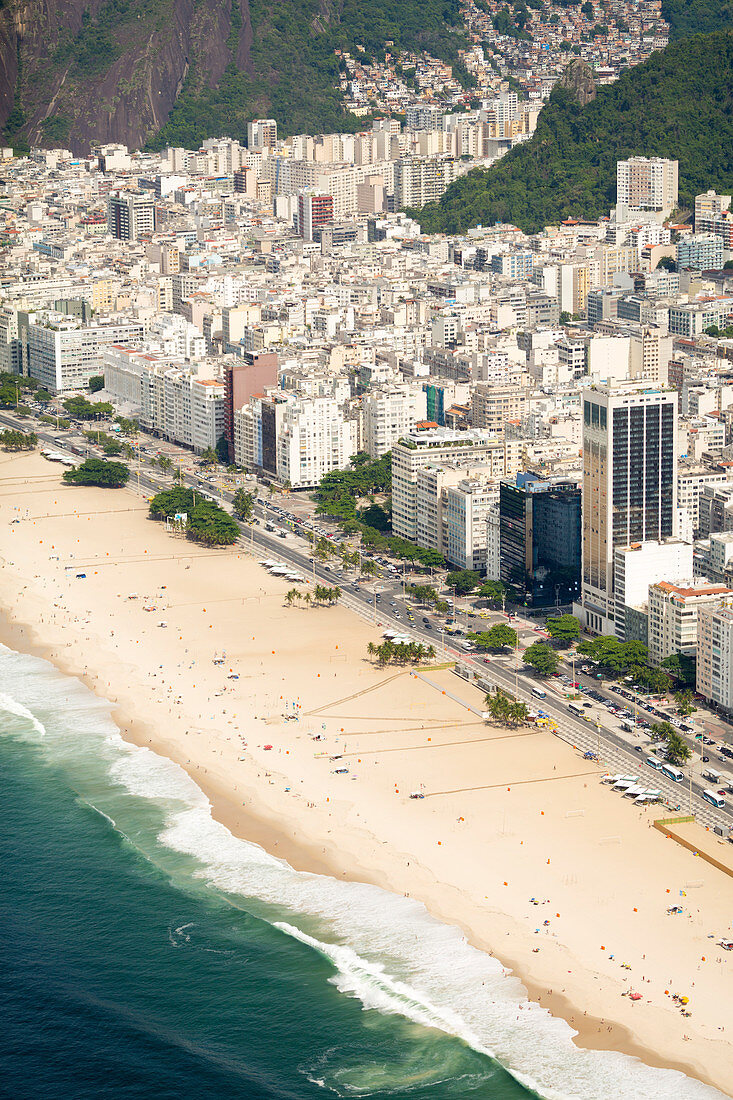 Aerial view of Copacabana Beach, Rio de Janeiro, Brazil, South America