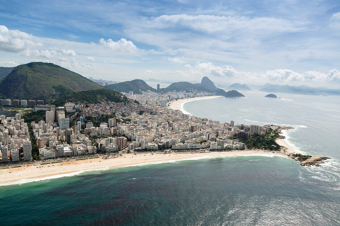 Arpoador and Copacabana beaches and the Arpoador peninsula, Rio de Janeiro, Brazil, South America