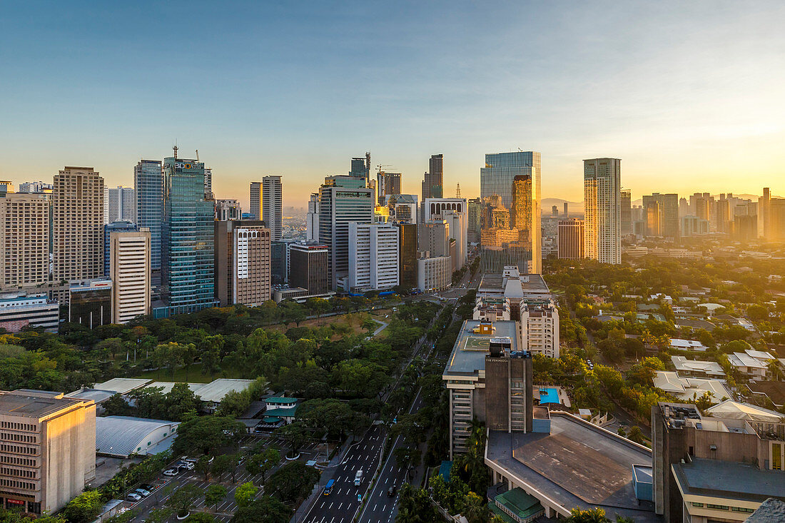 View of the Makati district in Manila at sunrise, Philippines, Southeast Asia, Asia