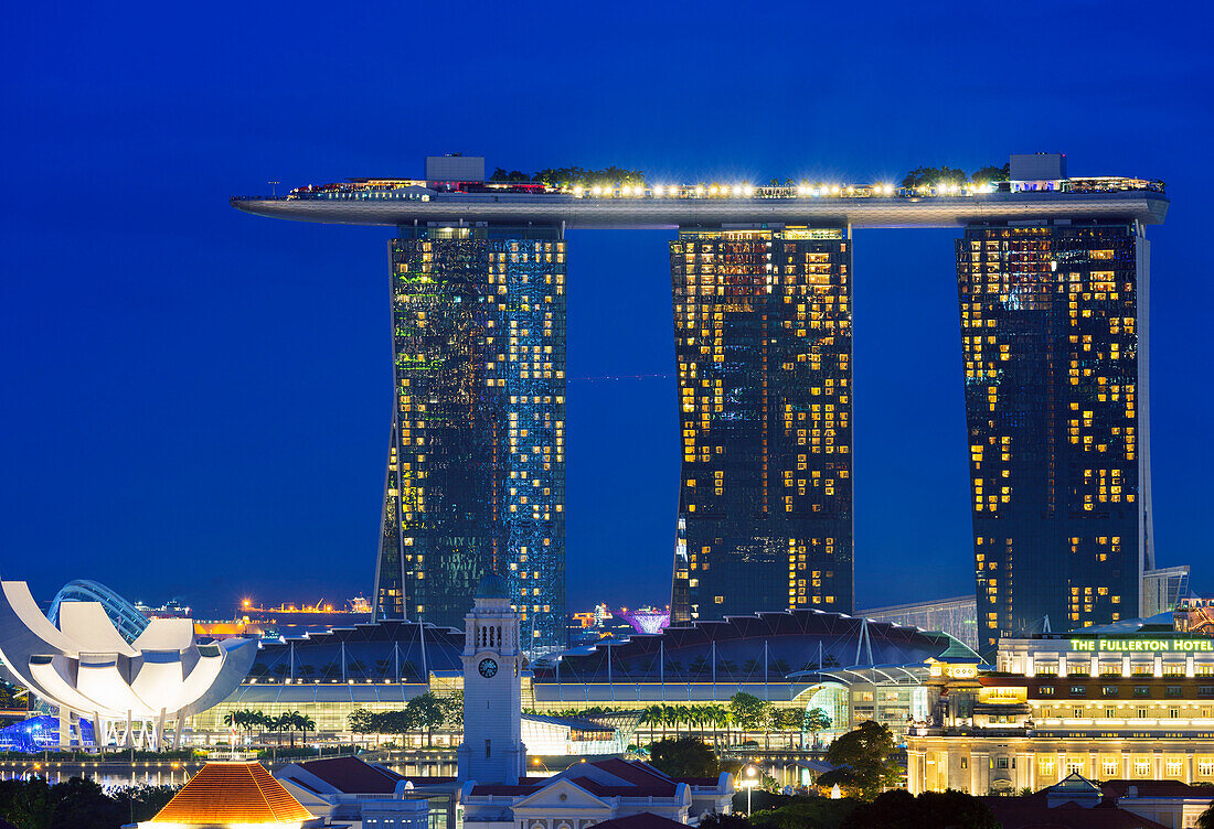 Clarke Quay and Marina Bay Sands Hotel and Casino, Singapore, Southeast Asia, Asia