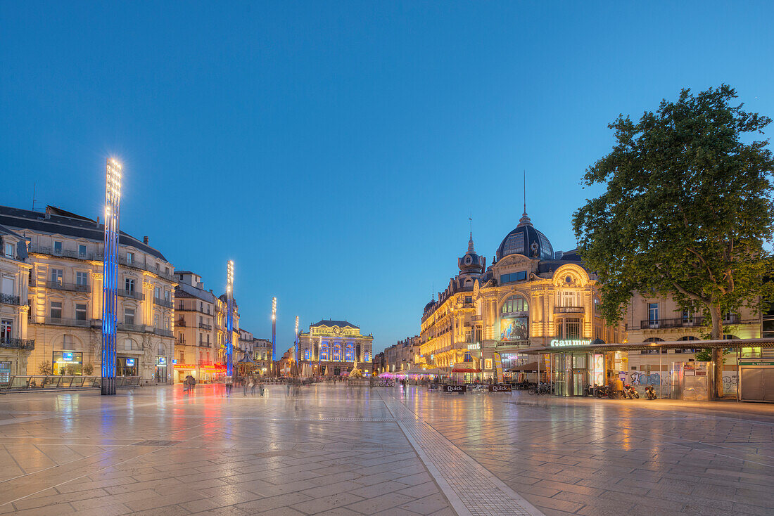 Place de la Comedie, opera, Montpellier, Herault, Languedoc-Roussillon, France