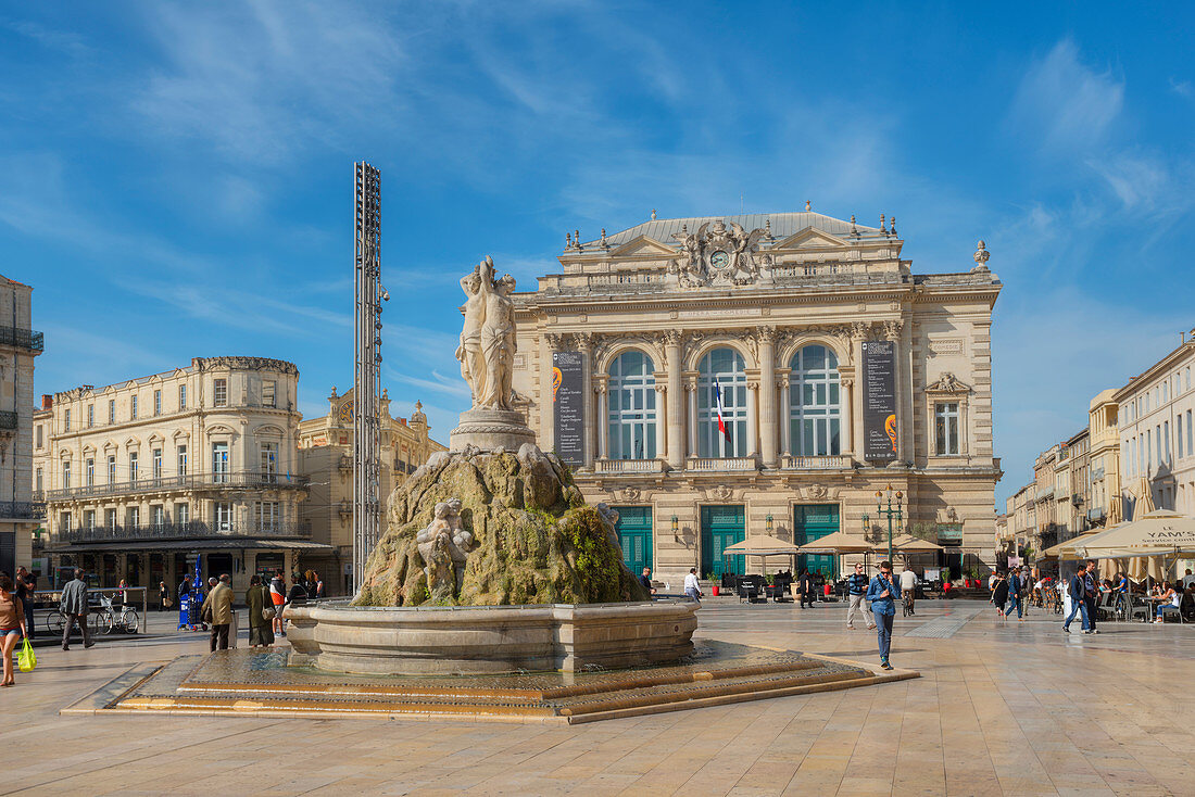 Place de la Comedie, opera, Montpellier, Herault, Languedoc-Roussillon, France