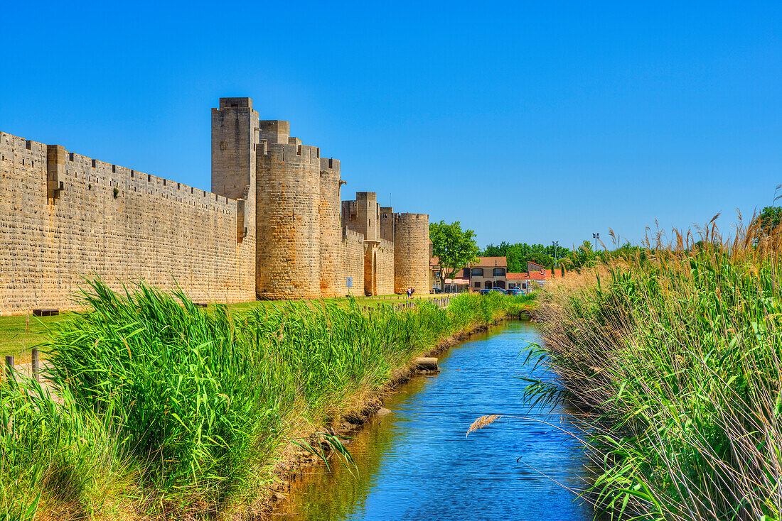 Stadtmauer, Aigues-Mortes, Gard, Languedoc-Roussillon, Frankreich