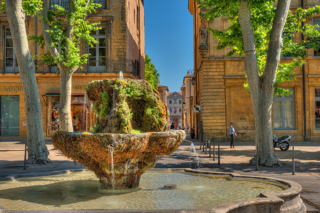 Brunnen, Cours Mirabeau, Aix-en-Provence, Bouches-du-Rhone, Provence-Alpes-Côte d'Azur, Frankreich