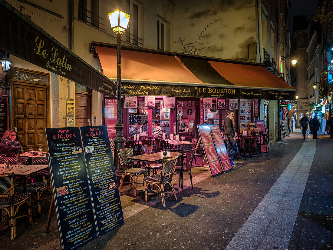 Parisian cafe and street scene, Paris, France, Europe