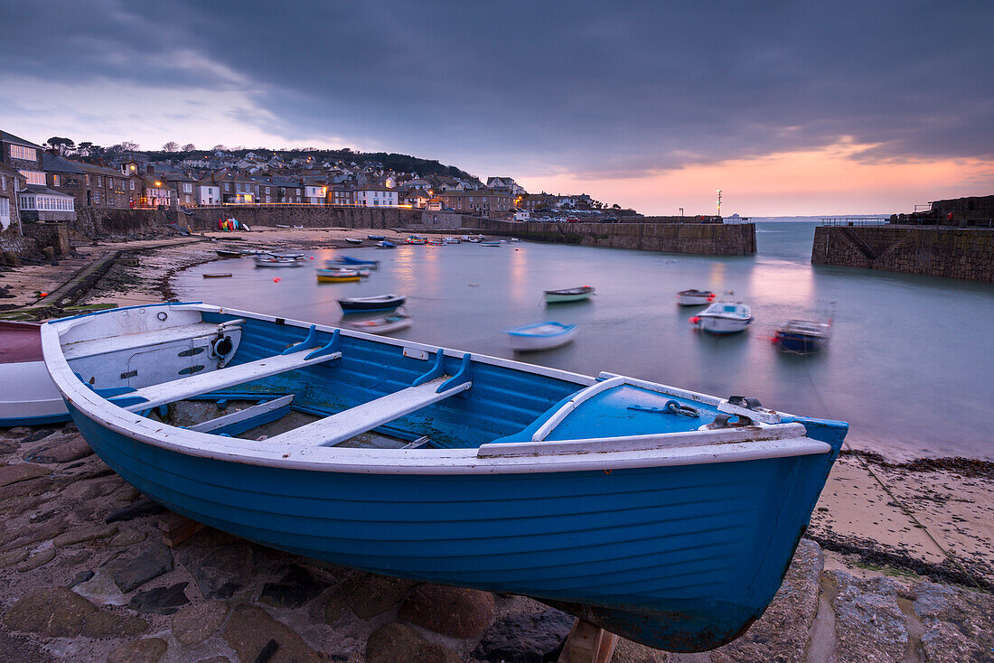 Mousehole harbour at dawn, Mousehole, Cornwall, England, United Kingdom, Europe