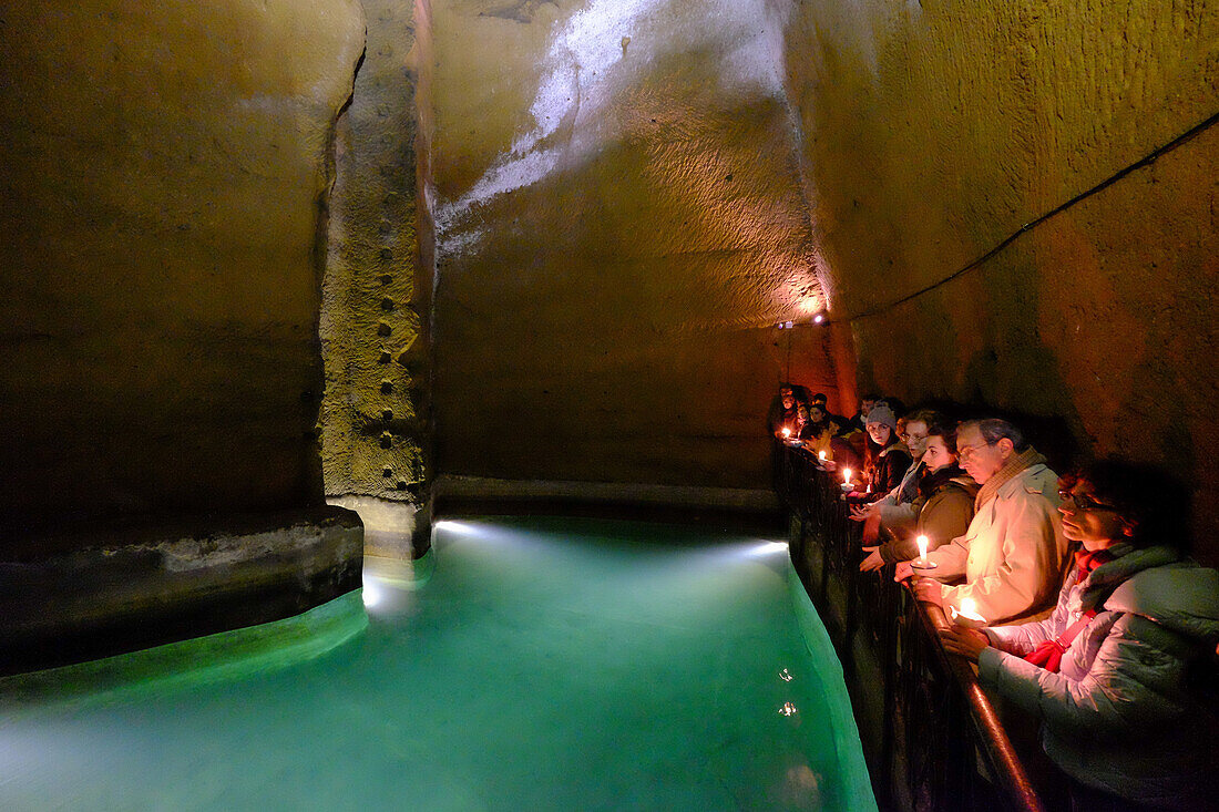 Ancient Greek water reservoirs in the underground beneath Naples, Campania, Italy, Europe