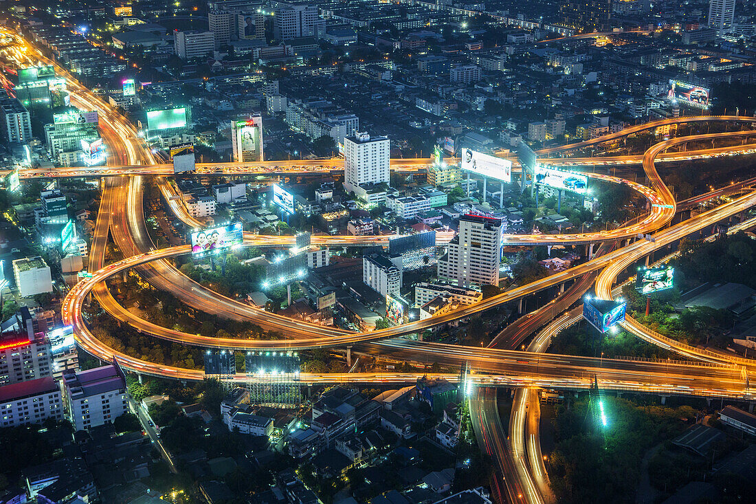Thailand , Bangkok City, central Bangkok , highways crossing at Ratchaprarop distric.