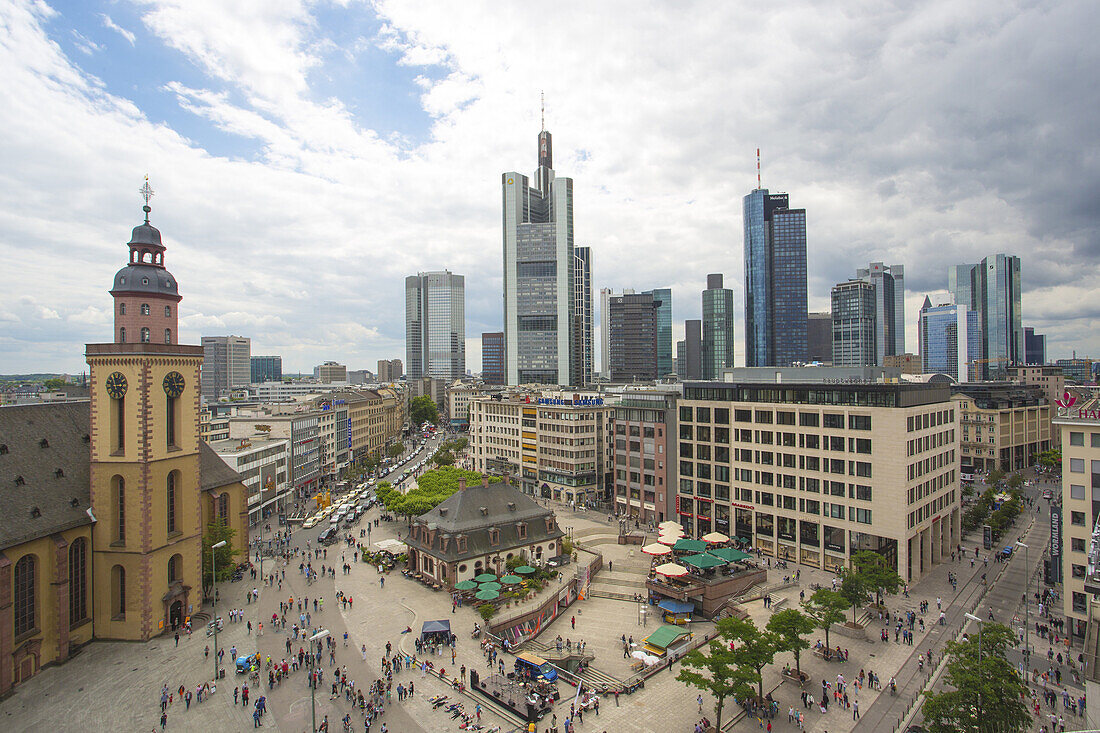 Germany, Frankfurt City Skyline, St. Katherine Church.