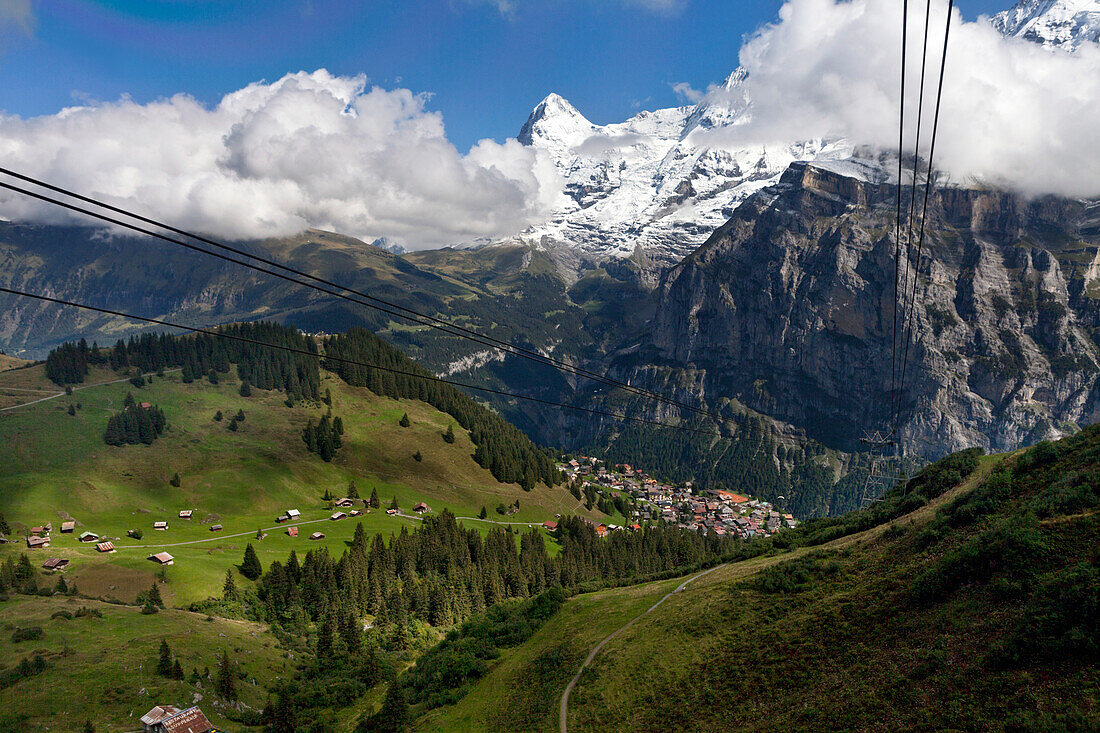 Cablecar up to the Schilthorn, Mürren, Lötschen valley in the Valais, Switzerland