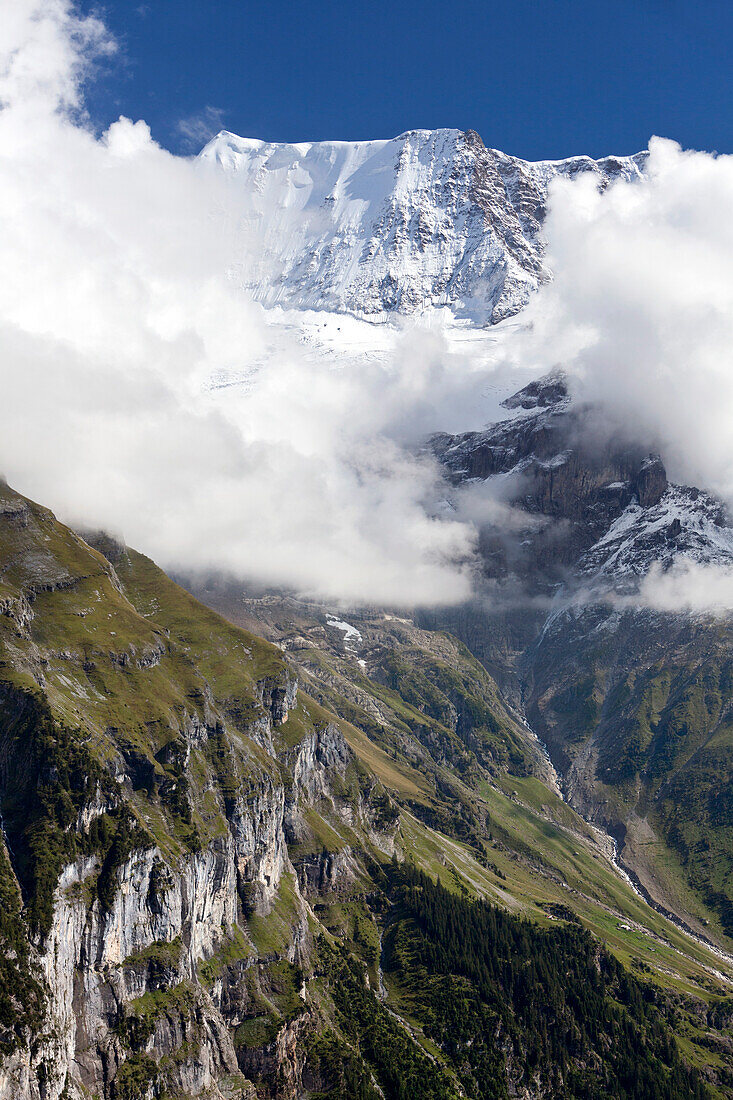 Schwarzmönch and the Bernese Alps over Mürren in Lötschen valley in the Valais, Switzerland
