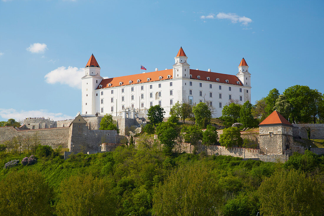 View at the castle at Bratislava (Pressburg) , Danube , Slovakia , Europe
