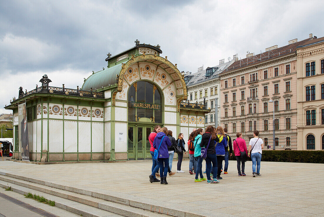 Otto Wagner Pavillon at Vienna , River Danube , Austria , Europe