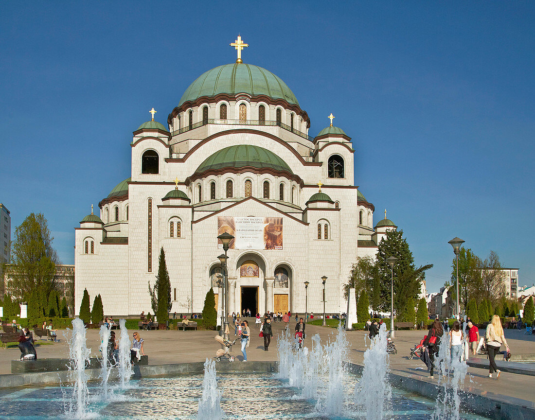 St Sava Cathedral at Belgrad , River Save , River Danube , Serbia , Europe