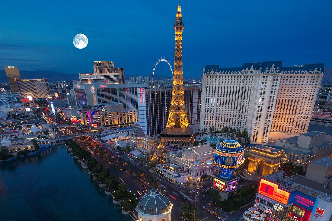 Hotel Casinos The Strip Las Vegas Skyline Nevada Usa.
