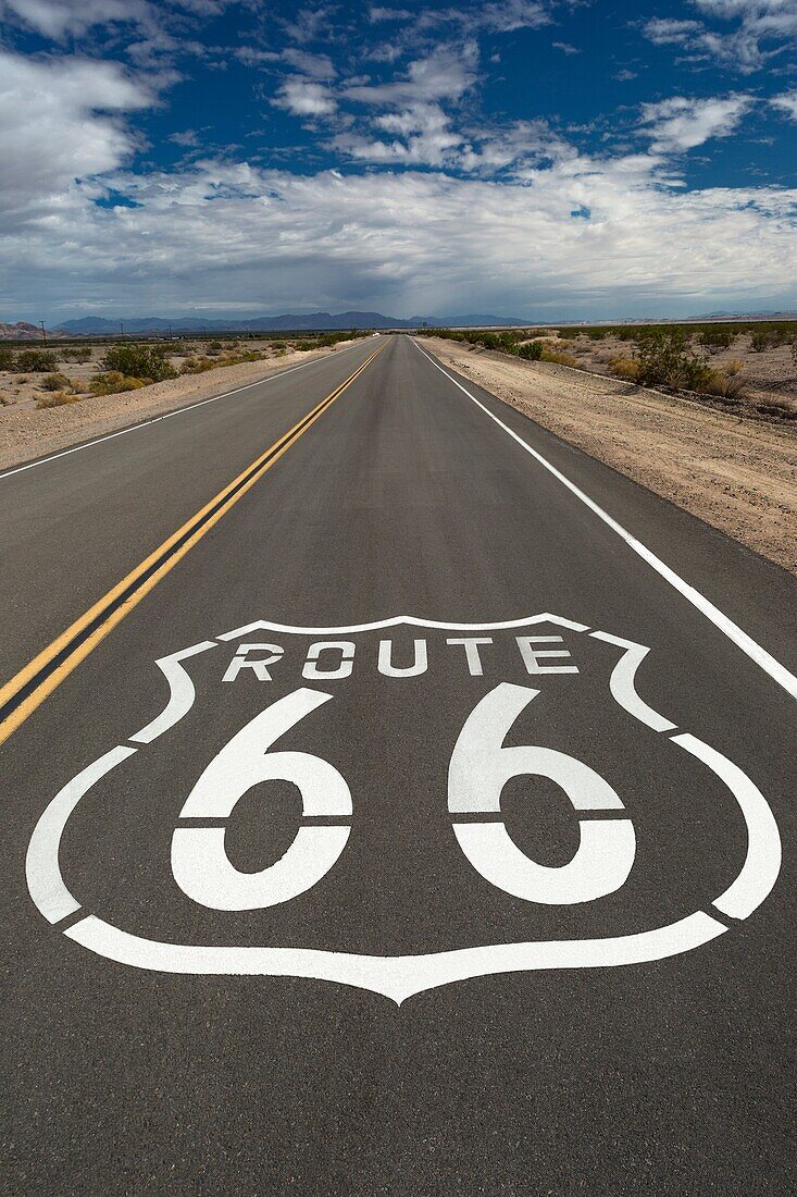 Route 66 Shields National Trails Highway Amboy California Usa.