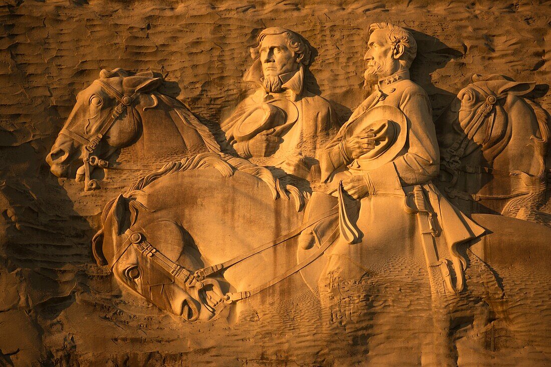 Bas Relief Carving Of Confederate American Civil War Leaders Stone Mountain State Park Dekalb County Georgia Usa.