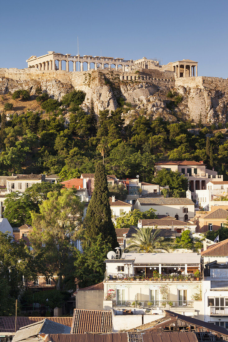 Greece, Central Greece Region, Athens, Acropolis, elevated view, dawn.