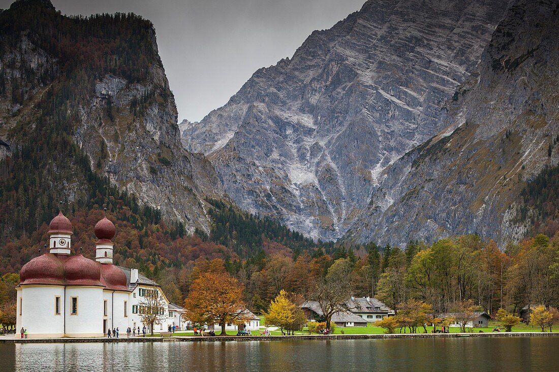 Germany, Bavaria, Konigsee, St. Bartholoma, St. Bartholoma chapel, fall.