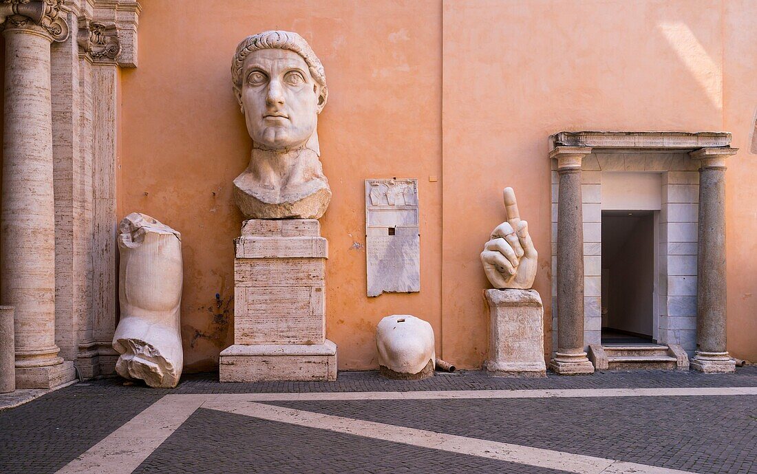 Constantine Sculpture, Patio of Palazzo dei Conservatori, Capitolini Museums, Rome, Italy, Europe.
