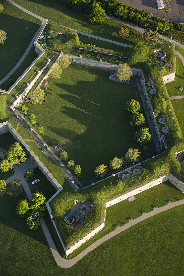 Castle Island, Fort Independence, aerial, Boston, Massachusetts, USA
