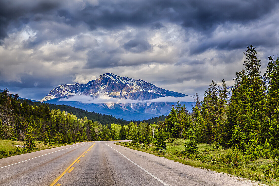 The Yellowhead Highway 16 in Jasper National Park, Alberta, Canada.