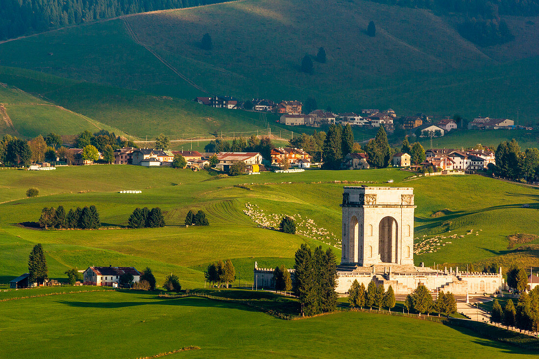 Transhumance, Altopiano of Asiago, Province of Vicenza, Veneto, Italy. Annual movement of sheep in pasture.